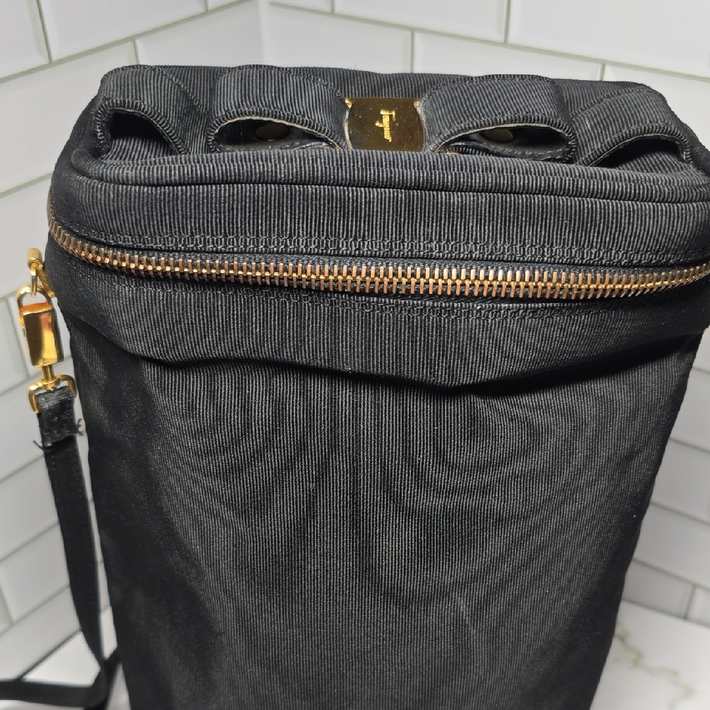 Salvatore Ferragamo Black Crossbody Bag with Gold Accents